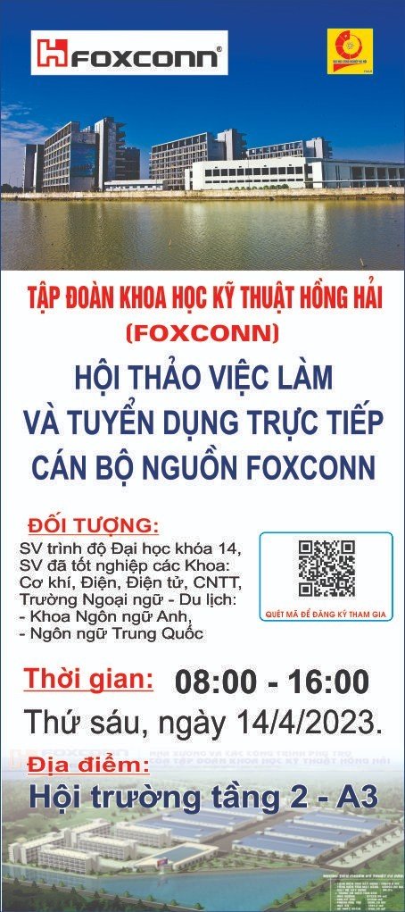Kế hoạch tổ chức Hội thảo việc làm và tuyển dụng trực tiếp Cán bộ nguồn Tập đoàn KHKT Hồng Hải (Foxconn) năm 2023