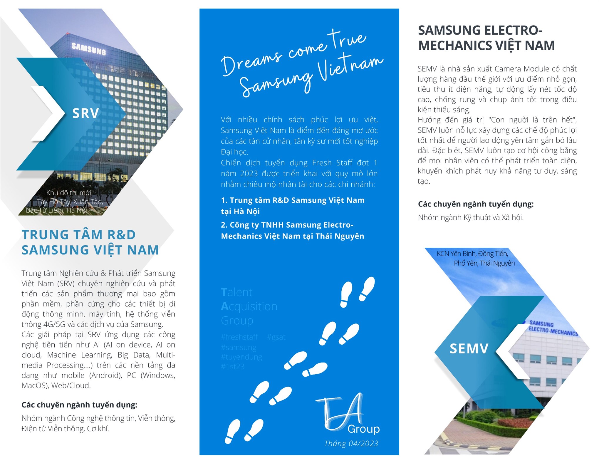 Kế hoạch tổ chức Hội thảo việc làm, hướng nghiệp của Công ty TNHH Samsung Electronics Việt Nam 2023
