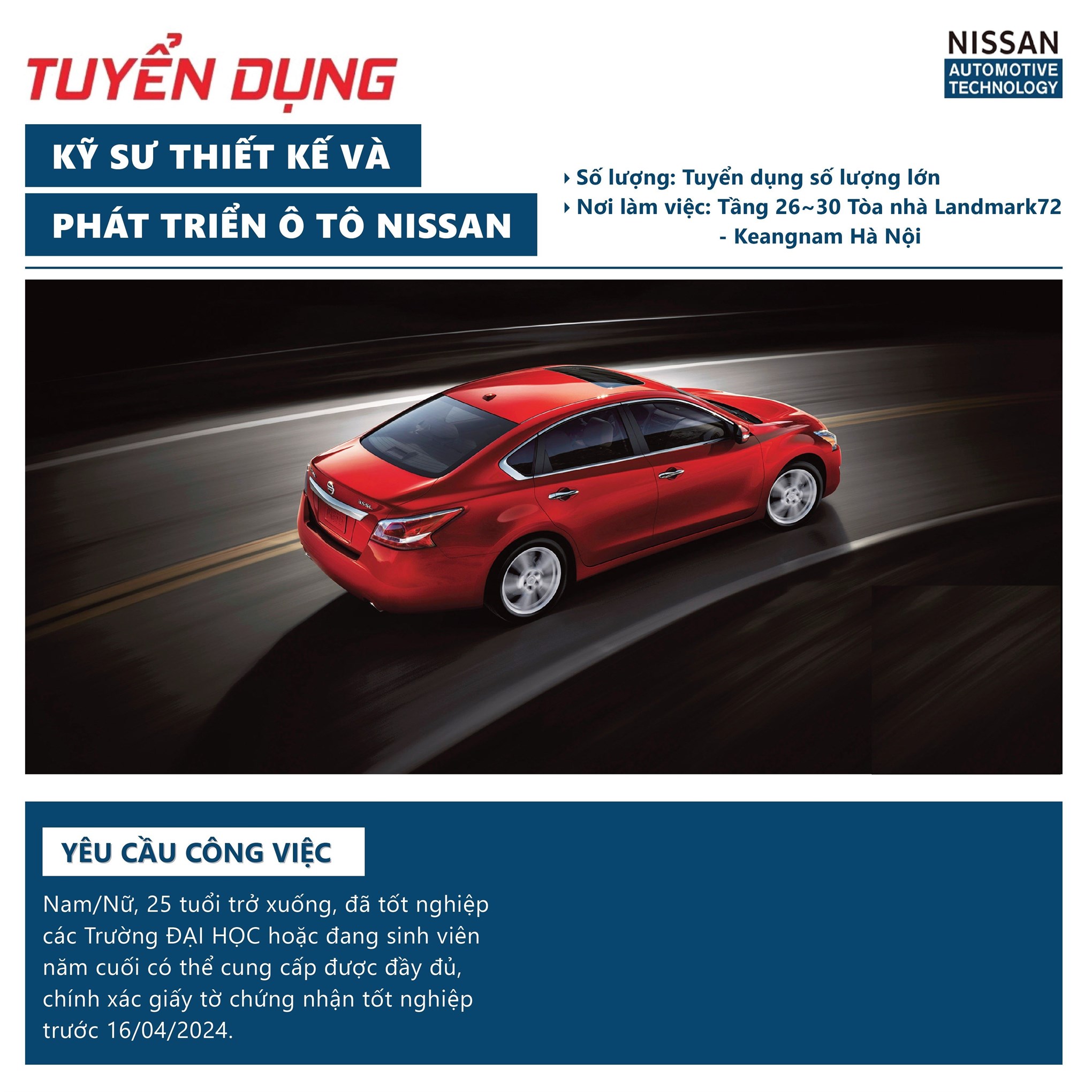 Chương trình thi tuyển trực tiếp tại trường của Công ty TNHH Nissan Automotive Technology Việt Nam
