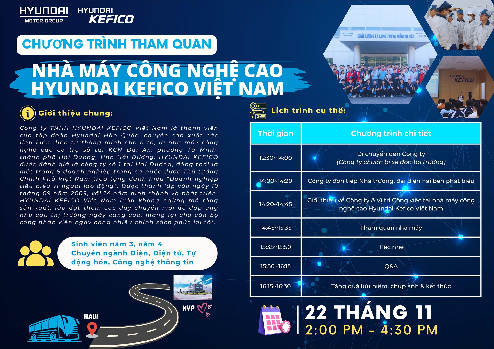 Tham quan Công ty TNHH Huyndai Kefico Việt Nam chiều 22/11/2023