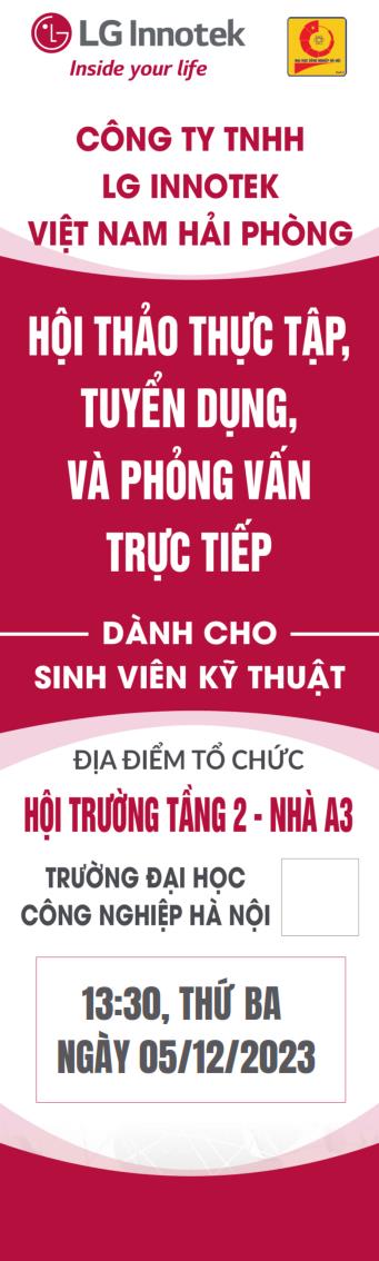 Kế hoạch tổ chức Hội thảo thực tập và phỏng vấn trực tiếp của Công ty TNHH LG Innotek Việt Nam Hải Phòng